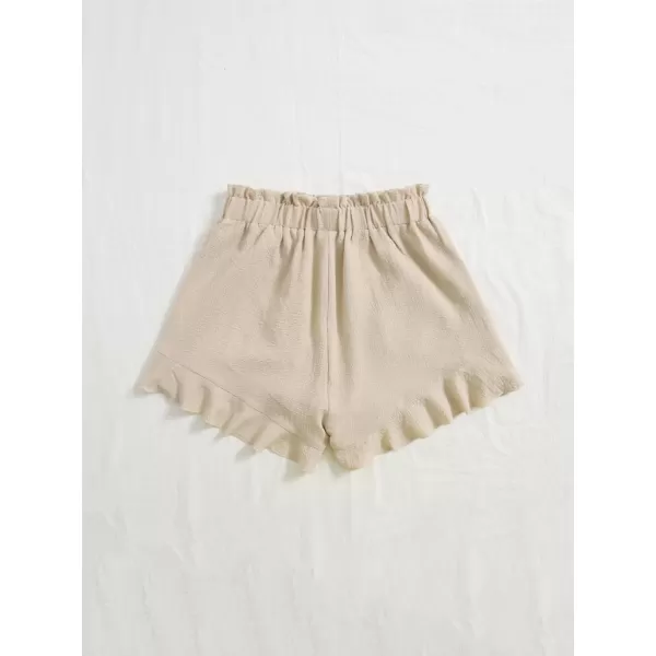 Floerns Women's Boho Paperbag Waist Ruffle Hem Elastic High Waist Cropped Shorts