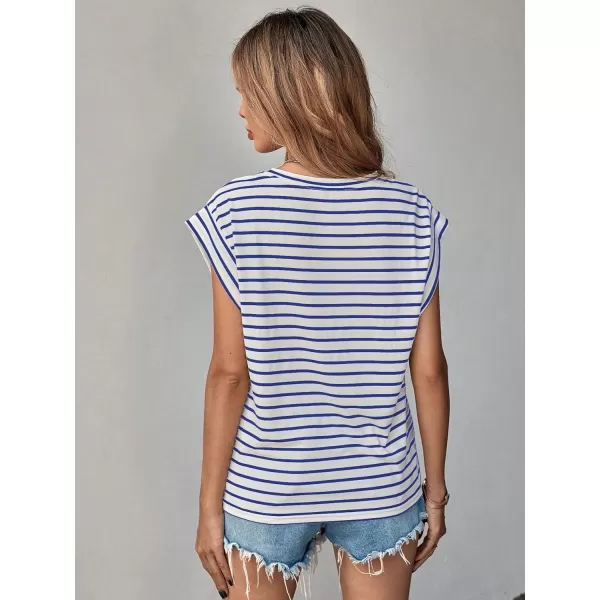 Floerns Women's Casual Stripe Print Batwing Sleeve T Shirts Round Neck Tee
