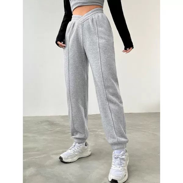 Floerns Women's Causal Drawstring High Waist Baggy Straight Wide Leg Sweatpants with Pockets