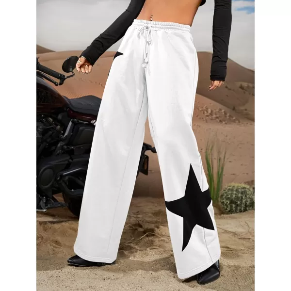 Floerns Women's Causal Drawstring High Waist Baggy Straight Wide Leg Sweatpants with Pockets