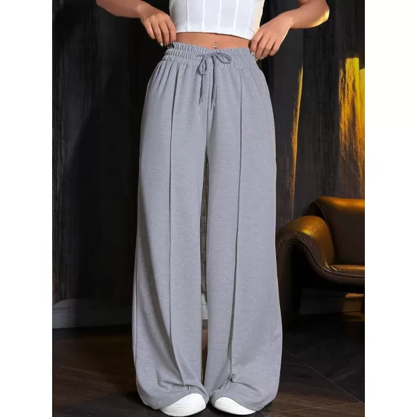 Floerns Women's Causal Drawstring High Waist Baggy Straight Wide Leg Sweatpants with Pockets