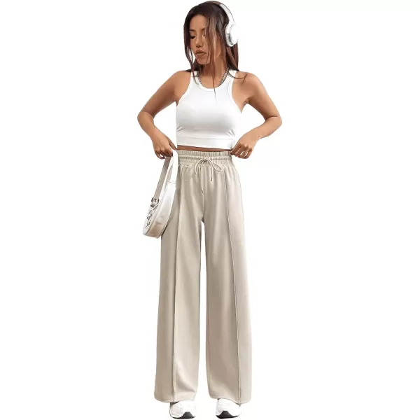 Floerns Women's Causal Drawstring High Waist Baggy Straight Wide Leg Sweatpants with Pockets