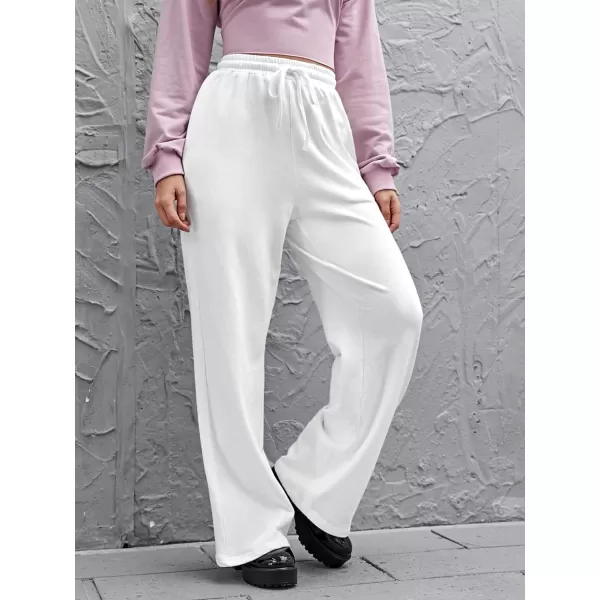 Floerns Women's Causal Drawstring High Waist Baggy Straight Wide Leg Sweatpants with Pockets