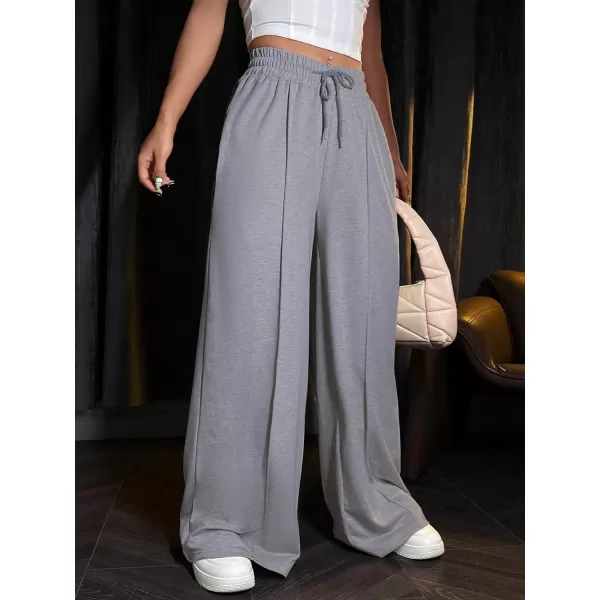 Floerns Women's Causal Drawstring High Waist Baggy Straight Wide Leg Sweatpants with Pockets