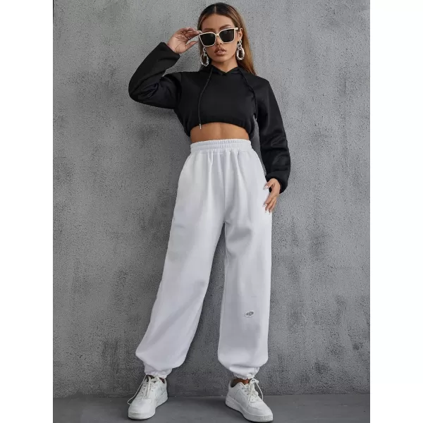 Floerns Women's Causal Drawstring High Waist Baggy Straight Wide Leg Sweatpants with Pockets