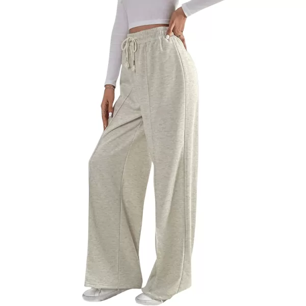 Floerns Women's Causal Drawstring High Waist Baggy Straight Wide Leg Sweatpants with Pockets
