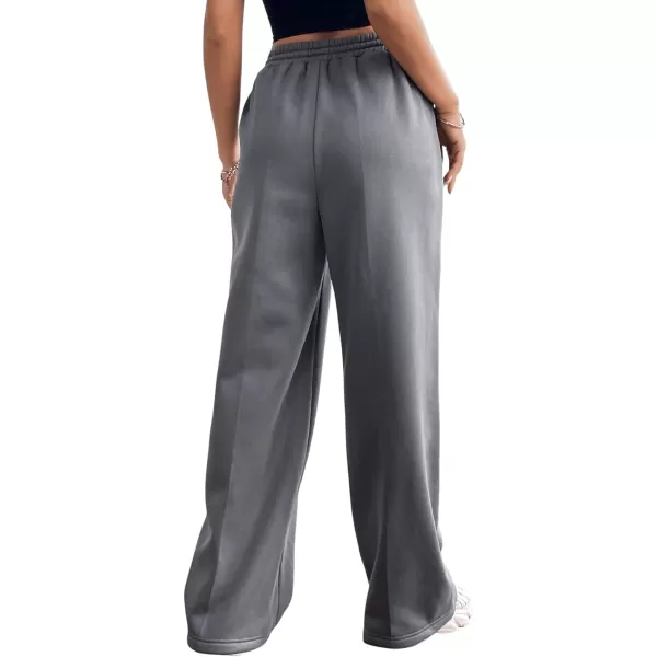 Floerns Women's Causal Drawstring High Waist Baggy Straight Wide Leg Sweatpants with Pockets