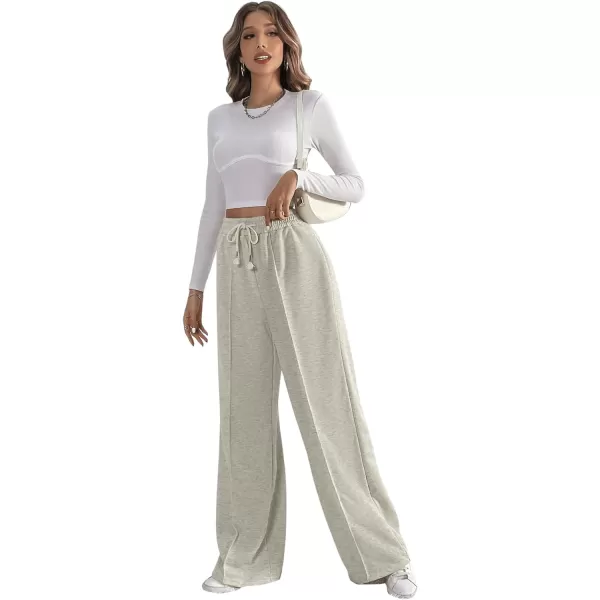 Floerns Women's Causal Drawstring High Waist Baggy Straight Wide Leg Sweatpants with Pockets