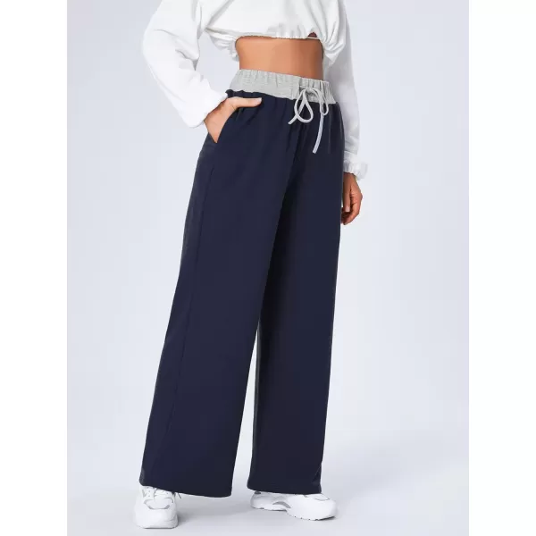 Floerns Women's Causal Drawstring High Waist Baggy Straight Wide Leg Sweatpants with Pockets
