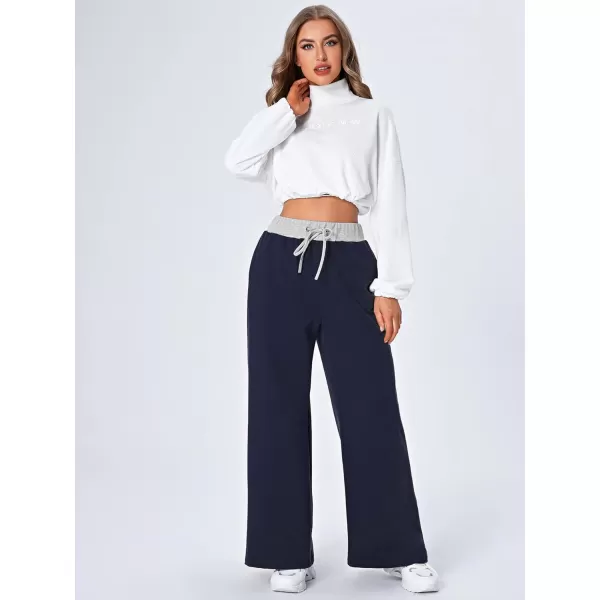 Floerns Women's Causal Drawstring High Waist Baggy Straight Wide Leg Sweatpants with Pockets