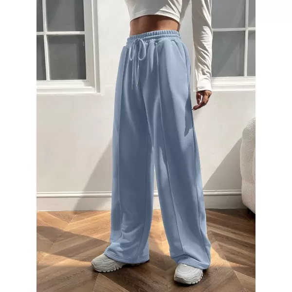 Floerns Women's Causal Drawstring High Waist Baggy Straight Wide Leg Sweatpants with Pockets