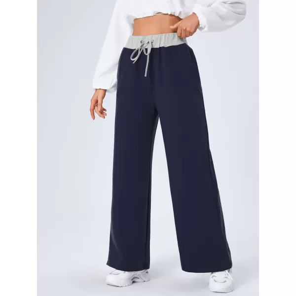 Floerns Women's Causal Drawstring High Waist Baggy Straight Wide Leg Sweatpants with Pockets