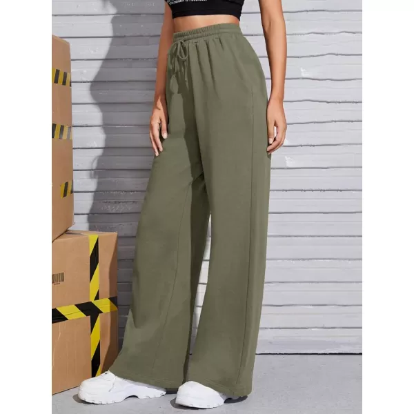 Floerns Women's Causal Drawstring High Waist Baggy Straight Wide Leg Sweatpants with Pockets