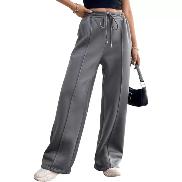 Floerns Women's Causal Drawstring High Waist Baggy Straight Wide Leg Sweatpants with Pockets