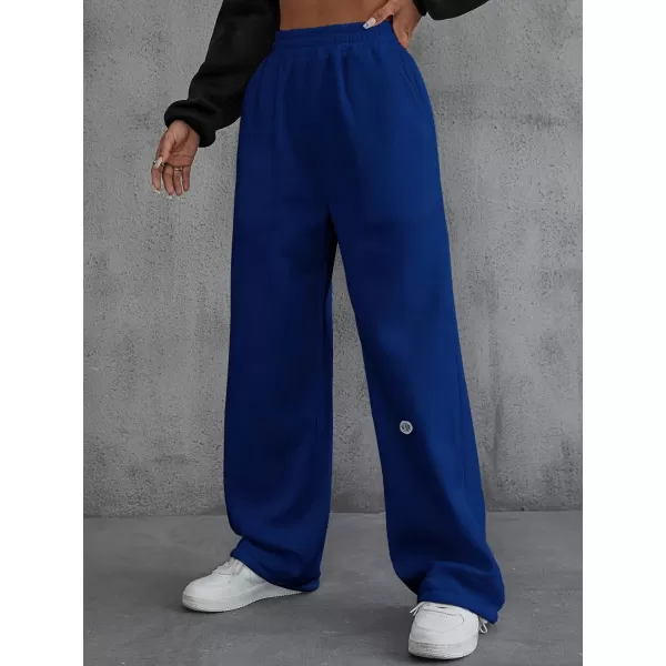 Floerns Women's Causal Drawstring High Waist Baggy Straight Wide Leg Sweatpants with Pockets
