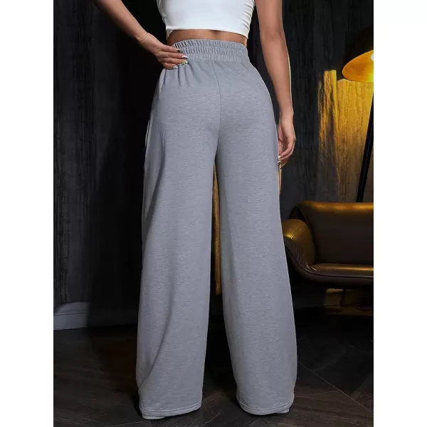 Floerns Women's Causal Drawstring High Waist Baggy Straight Wide Leg Sweatpants with Pockets