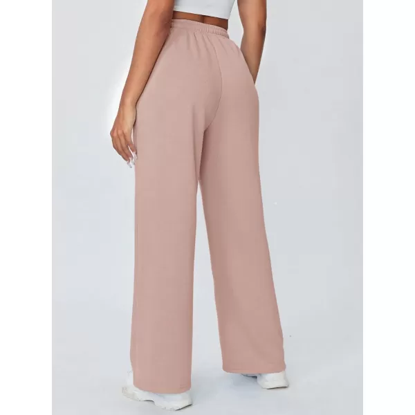 Floerns Women's Causal Drawstring High Waist Baggy Straight Wide Leg Sweatpants with Pockets