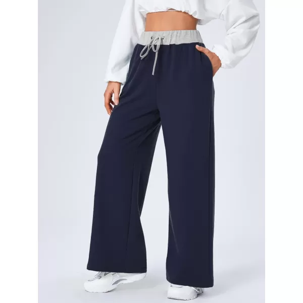 Floerns Women's Causal Drawstring High Waist Baggy Straight Wide Leg Sweatpants with Pockets