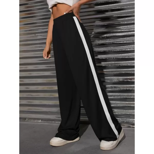 Floerns Women's Causal Drawstring High Waist Baggy Straight Wide Leg Sweatpants with Pockets