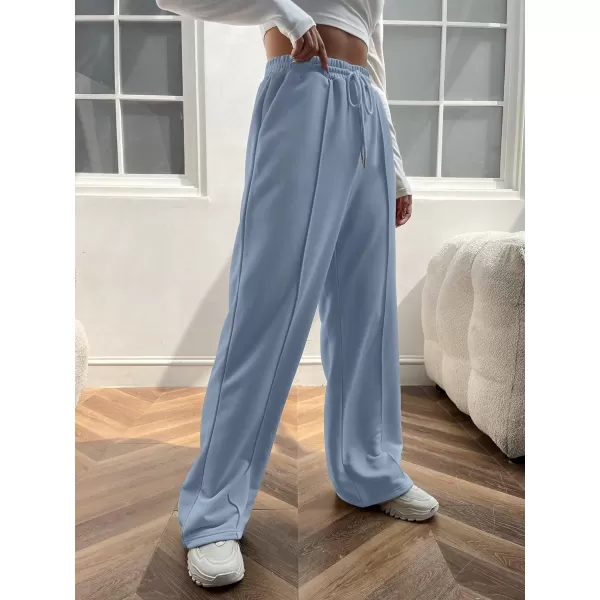 Floerns Women's Causal Drawstring High Waist Baggy Straight Wide Leg Sweatpants with Pockets