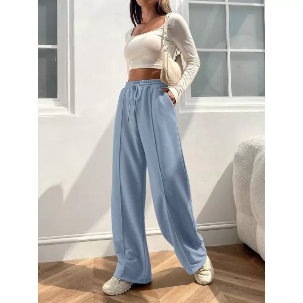 Floerns Women's Causal Drawstring High Waist Baggy Straight Wide Leg Sweatpants with Pockets