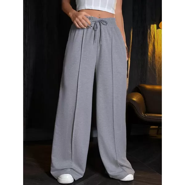 Floerns Women's Causal Drawstring High Waist Baggy Straight Wide Leg Sweatpants with Pockets