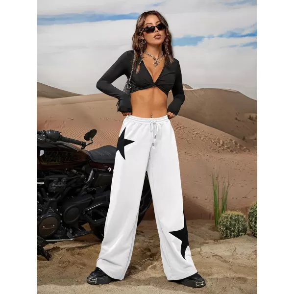 Floerns Women's Causal Drawstring High Waist Baggy Straight Wide Leg Sweatpants with Pockets