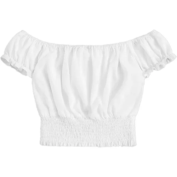 Floerns Women's Floral Print Off The Shoulder Tie Neck Blouse Crop Top