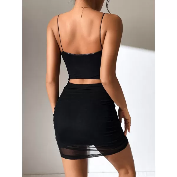 Floerns Women's Glitter Sleeveless Ruched Party Clubwear Bodycon Mini Dress
