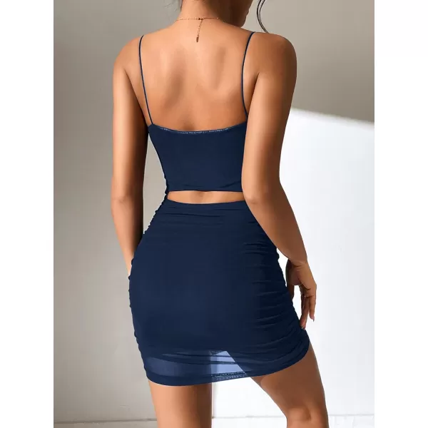 Floerns Women's Glitter Sleeveless Ruched Party Clubwear Bodycon Mini Dress