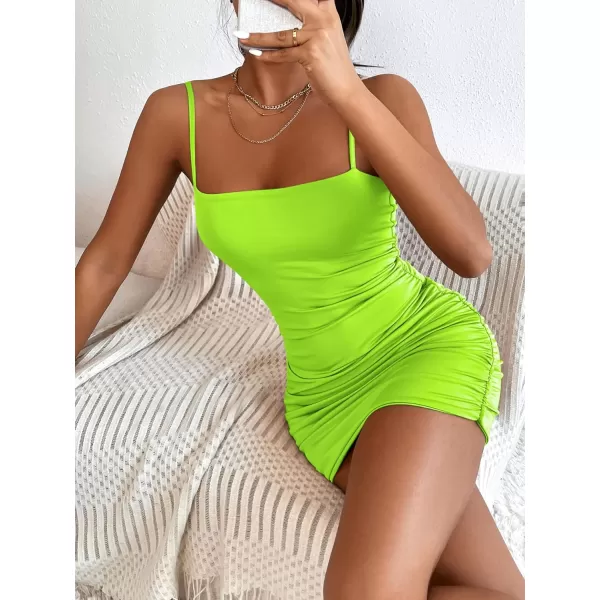 Floerns Women's Glitter Sleeveless Ruched Party Clubwear Bodycon Mini Dress