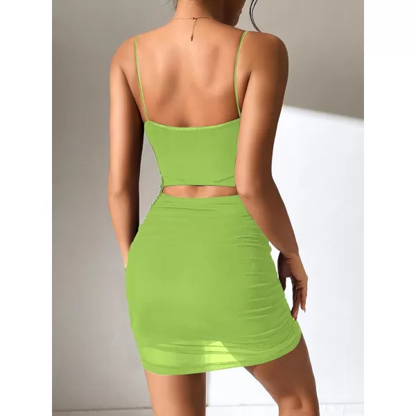 Floerns Women's Glitter Sleeveless Ruched Party Clubwear Bodycon Mini Dress