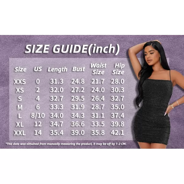 Floerns Women's Glitter Sleeveless Ruched Party Clubwear Bodycon Mini Dress