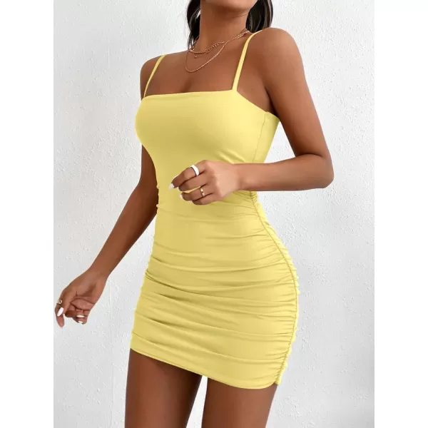 Floerns Women's Glitter Sleeveless Ruched Party Clubwear Bodycon Mini Dress