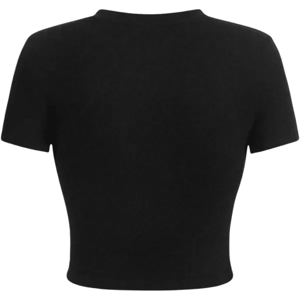 Floerns Women's Letter Graphic Print Short Sleeve Tee Shirt Crop Top