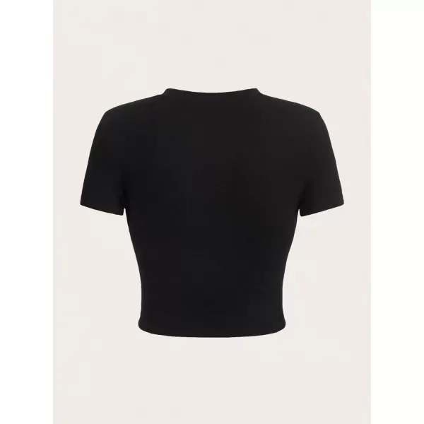 Floerns Women's Letter Graphic Print Short Sleeve Tee Shirt Crop Top