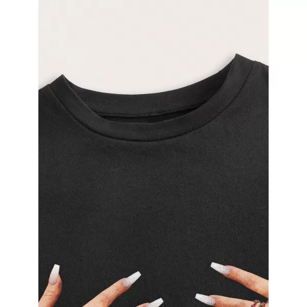 Floerns Women's Letter Graphic Print Short Sleeve Tee Shirt Crop Top
