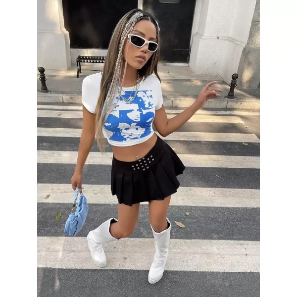 Floerns Women's Letter Graphic Print Short Sleeve Tee Shirt Crop Top