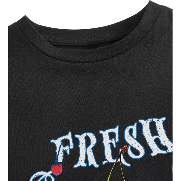 Floerns Women's Letter Graphic Print Short Sleeve Tee Shirt Crop Top