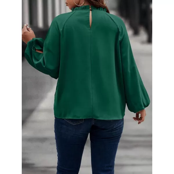 Floerns Women's Plus Size Cold Shoulder Long Sleeve Mock Neck Loose Blouse Top