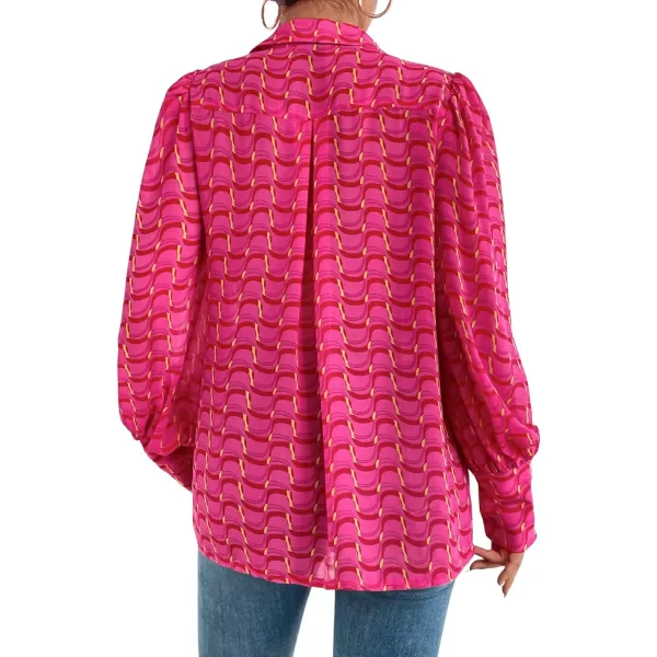 Floerns Women's Sheer Drop Shoulder Blouse Long Sleeve Collar Button Loose Shirts Tops