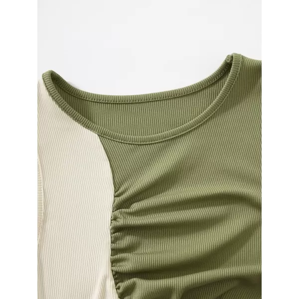Floerns Women's Sleeveless Rib Knit Camisole Colorblock Round Neck Crop Tank Top