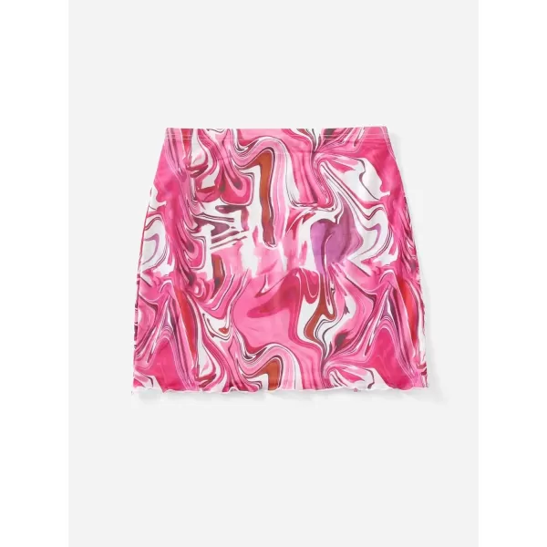 Floerns Women's Stretchy Elastic Waist Print Boho Mini Skirt