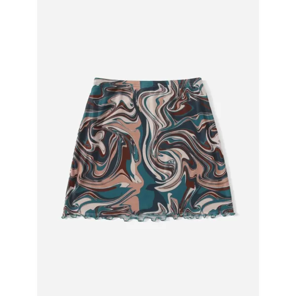 Floerns Women's Stretchy Elastic Waist Print Boho Mini Skirt