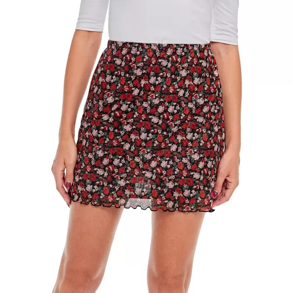 Floerns Women's Stretchy Elastic Waist Print Boho Mini Skirt