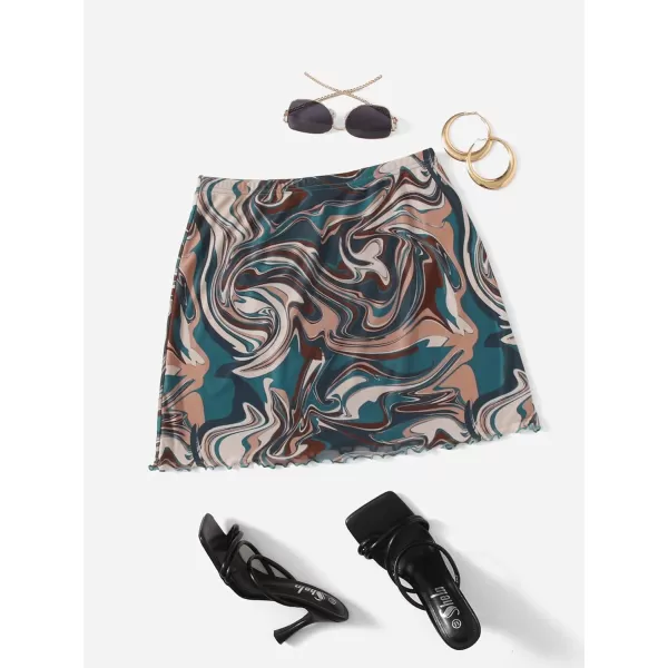 Floerns Women's Stretchy Elastic Waist Print Boho Mini Skirt