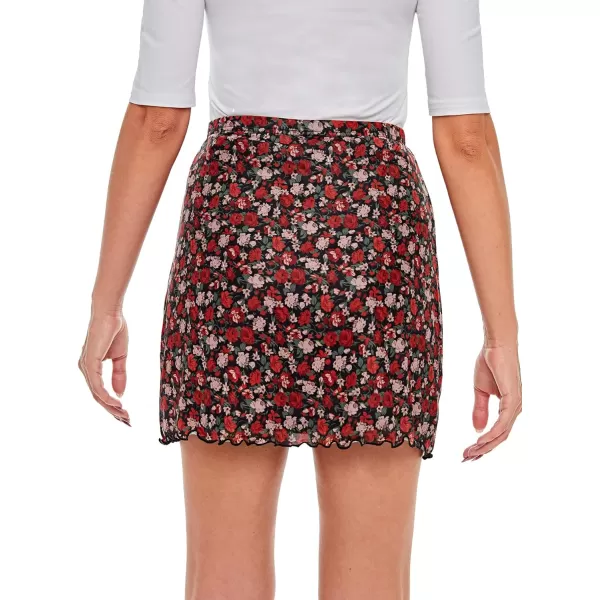 Floerns Women's Stretchy Elastic Waist Print Boho Mini Skirt