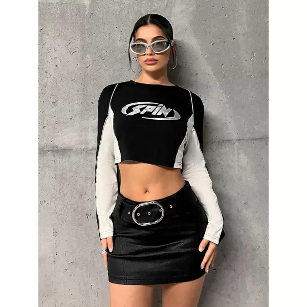 Floerns Women's Y2K Skirt Low Waist Buckle Belted Streetwear Bodycon Mini Skirt