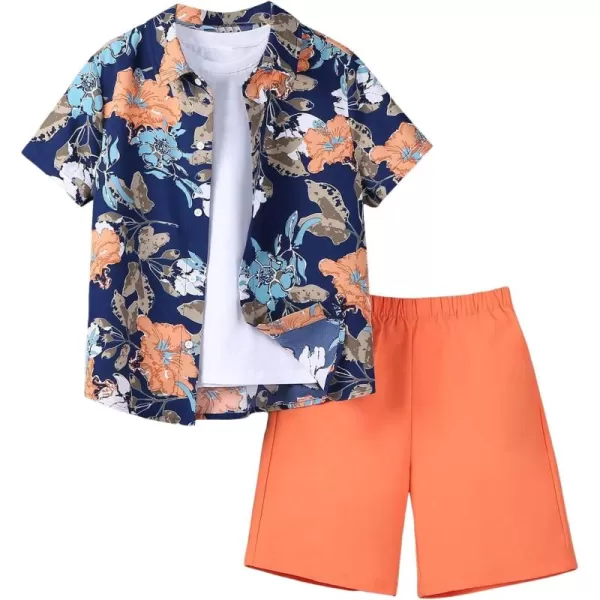 Floerns Boy's 2 Piece Outfit Short Sleeve Boho Shirt Blouse with Shorts Set