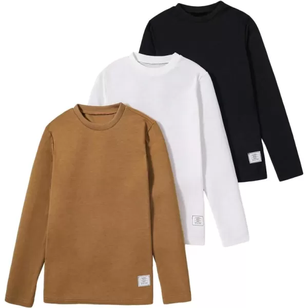 Floerns Boy's 3 Pcs Long Sleeve Tee Round Neck Letter Patched Kid Tee Shirts